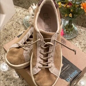 Hey Dude Tan Suede Low-Top Sneakers with White Sole